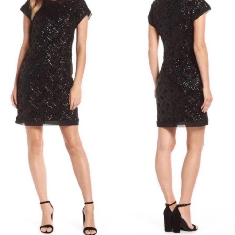 Eliza J Black Sequin Shift Dress | Size 16 | NWT